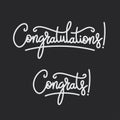Congratulations. Hand lettering. Vector handwritten typography. Royalty Free Stock Photo