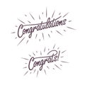 Congratulations. Hand lettering. Vector handwritten typography. Royalty Free Stock Photo
