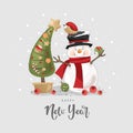 Christmas card with cute Snowman Royalty Free Stock Photo