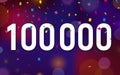 Congratulations 100K followers, one hundred thousand followers. Thanks banner background with confetti. Vector illustration Royalty Free Stock Photo