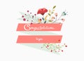 Congratulations lettering decorative with flower