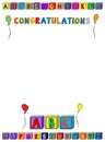 Congratulations lettering A4 Page for kids with alphabet blocks Royalty Free Stock Photo