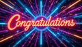 Congratulations Message with Glowing Lines Background Royalty Free Stock Photo