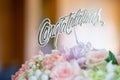 Congratulations message sign on the bouquet Royalty Free Stock Photo