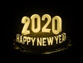 Congratulations on the New Year 2020 in technostyle. Rounded 3D text with HUD elements. Big data. 3d illustration Royalty Free Stock Photo