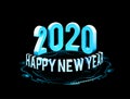 Congratulations on the New Year 2020 in technostyle. Rounded 3D text with HUD elements. Big data. Vector illustration Royalty Free Stock Photo