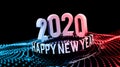 Congratulations on the New Year 2020 in technostyle. Rounded 3D text with HUD elements. Big data. Vector illustration Royalty Free Stock Photo