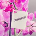 Congratulations note with a floral bouquet