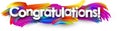 Congratulations paper banner with colorful brush strokes. Royalty Free Stock Photo