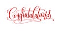 congratulations - red hand lettering inscription text to greetin