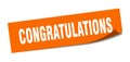congratulations sticker. square isolated label sign. peeler