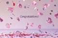 Congratulations text on lavender background with red confetti Royalty Free Stock Photo