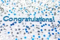 Congratulations text on a white background with silver dots Royalty Free Stock Photo