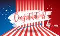 Congratulations 4th of July Independence day Royalty Free Stock Photo