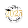Congratulations to the Graduates of 2023 with an academic cap in a minimalist design. Vector illustration