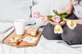 Congratulations to your favorite girl on Valentine`s Day. Breakfast in bed. Handmade cookies, flowers and a gift for your beloved
