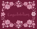 Congratulations vector floral wreath on burgundy