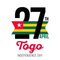 27-April-Independence Day and text with the colors of the flags of Togo