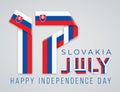 July 17, Slovakia Independence Day congratulatory design with Slovak flag elements. Vector illustration