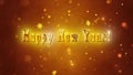 Congratulatory New Year video card. Decorative gold title, confetti. Artistic intro introductory template. Christmas, New Year.