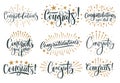 Congratulatory text. Congratulations lettering and congrats calligraphic inscription for celebration posters