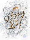 Congratulatory text: a special message with good wishes and congratulations for the 20th anniversary, reminding you of