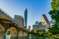 Congress Avenue Bats Bridge and skyscrapers in Austin TX Royalty Free Stock Photo