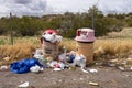 Overflowing trash bins at the rest area Royalty Free Stock Photo