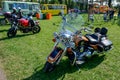 Congress of bikers. Many motorcycles in the square