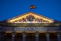 Congress of Deputies Spanish Parliament with the flag of Spain waving Royalty Free Stock Photo