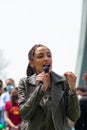 Congresswoman Alexandria Ocasio-Cortez Speaking at an Earth Day Event in Astoria Queens New York