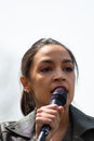 Congresswoman Alexandria Ocasio-Cortez Speaking at an Earth Day Event in Astoria Queens New York