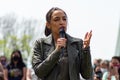 Congresswoman Alexandria Ocasio-Cortez Speaking at an Earth Day Event in Astoria Queens New York Royalty Free Stock Photo