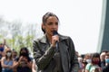 Congresswoman Alexandria Ocasio-Cortez Speaking at an Earth Day Event in Astoria Queens New York