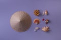 Conic hat near seashells