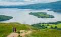 Panoramic sight from Conic Hill, over Loch Lomond, Scotland. Royalty Free Stock Photo