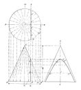 Conic Section Hyperbola. vintage illustration