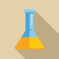 Conical flask containing chemical substance casting long shadow