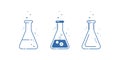 A conical flask. Icons set. Equipment for chemical laboratory. Line design. Vector