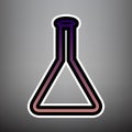 Conical Flask sign. Laboratory glass sign. Vector. Violet gradie Royalty Free Stock Photo