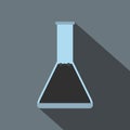 Conical flask test tube with oil flat icon Royalty Free Stock Photo