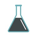 Conical flask test tube with oil icon, flat style Royalty Free Stock Photo