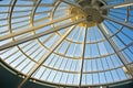 Conical, glass roof.