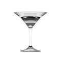 Conical Martini Glass with Colorless Layered Cocktail Drink Isolated on White.