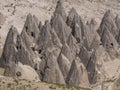 Conical rock formations in Cappadocia, Turkey Royalty Free Stock Photo