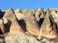 Conical rock formations, Cappadocia, Turkey Royalty Free Stock Photo