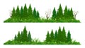 Coniferous or Fir Tree collection with grass and flower individual element design