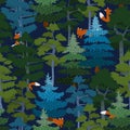 Coniferous forest seamless vector pattern