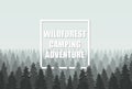 coniferous wildforest adventure camping silhouette template concept. Vector illustration. Royalty Free Stock Photo