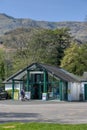 Coniston, United Kingdom - 21st April 2022 : Coniston Visitor Centre with mountains in the background